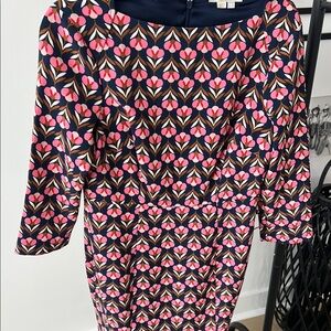 Stylish Pink and Navy Patterned Dress